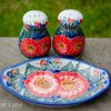 Ceramika Andy Red Flower Garden Salt and Pepper Pots Set from Polkadot Lane UK