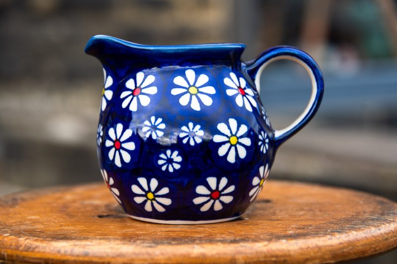 Polish Pottery Midnight Daisy pattern Small Milk Jug by Ceramika Manufaktura