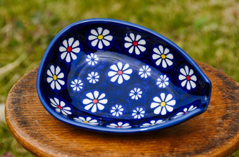 Polish Pottery Midnight Daisy pattern Spoon Rest