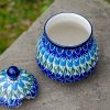 Blue Tulip Sugar Bowl by Ceramika Artystyczna Polish Pottery