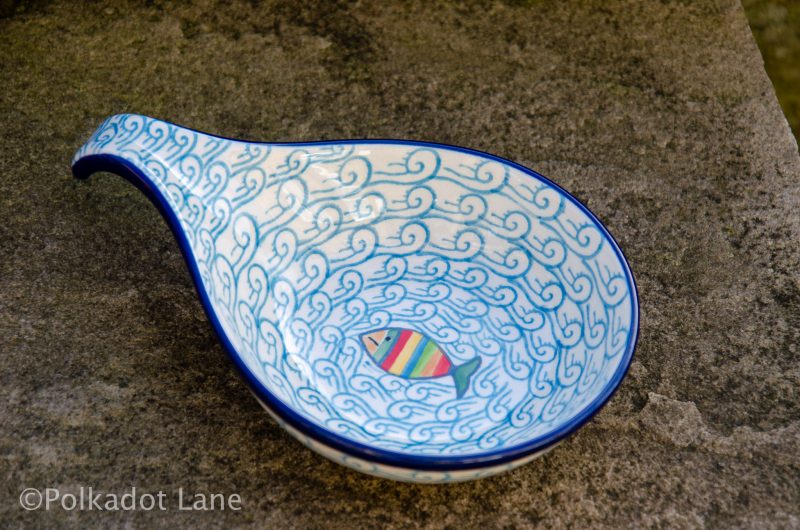 Fish in the Sea pattern Polish Pottery Nibble Dish from Polkadot Lane UK