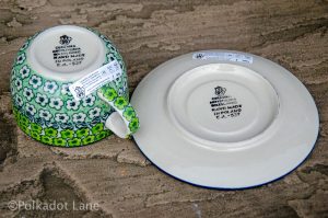 Ceramika Artystyczna Polish Pottery Cup and Saucer from polkadot Lane UK