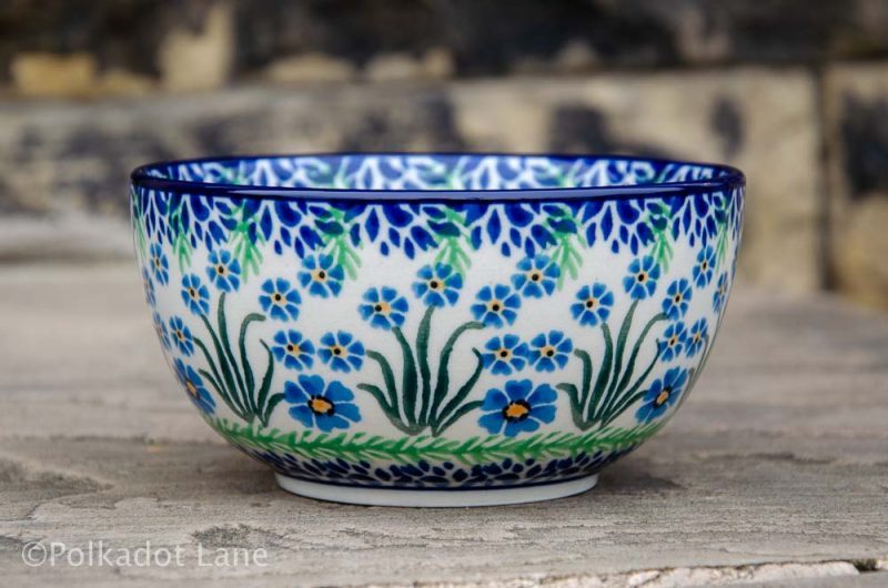 Polish Pottery Forget Me Not Cereal Bowl from Polkadot Lane UK