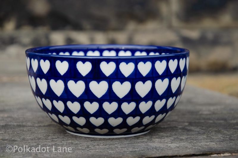 Hearts Pattern Large Cereal Bowl by Ceramika Artystyczna Polish Pottery