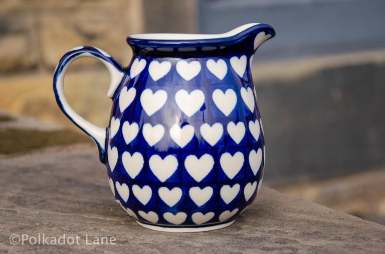 Hearts Small Jug Ceramika Artystyczna Polish Pottery from Polkadot Lane