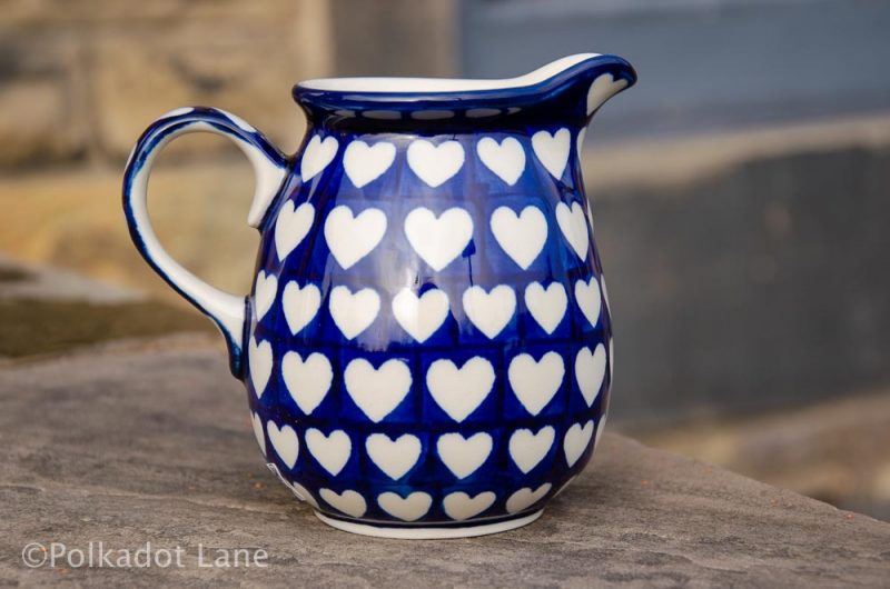 Hearts Pattern Small Jug Polish Pottery from Polkadot Lane UK