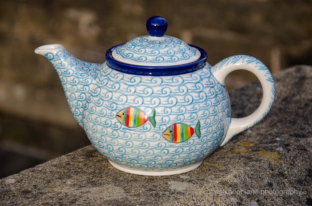 Fish in the Sea Teapot Teatime - Polkadot Lane Polish Pottery shop