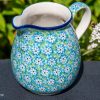 Turquoise Daisy Small Jug by Ceramika Artystyczna