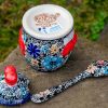 Andy Boleslawiec Polish Pottery Jam Pot with Spoon from Polkadot Lane