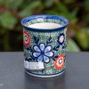 Polish Pottery Tea Mug by Ceramika Andy Flowers on Green