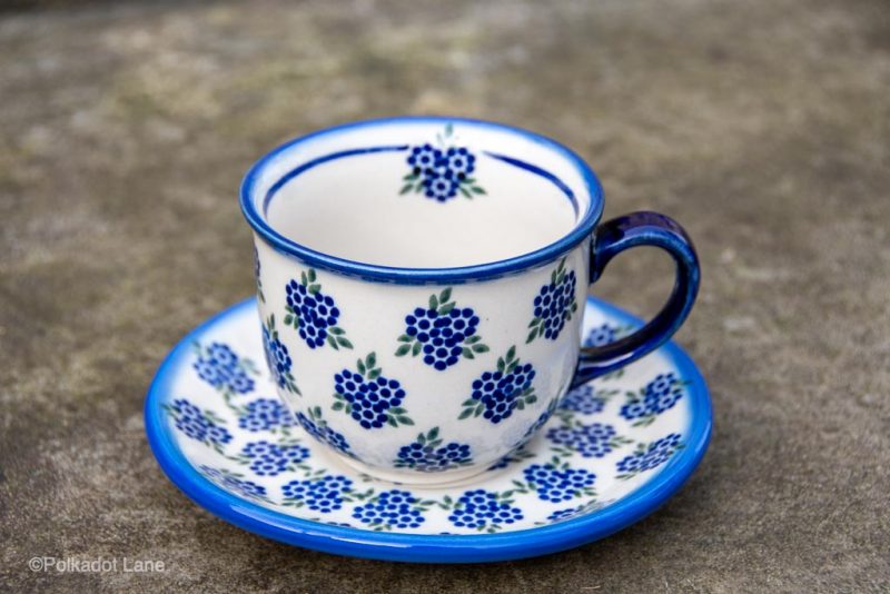 Polish pottery Cup And Saucer Unikat Pattern from Polkadot Lane UK