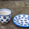 Polish pottery Duszy Flowers Blue Unikat Cup and Saucer Andy Ceramika