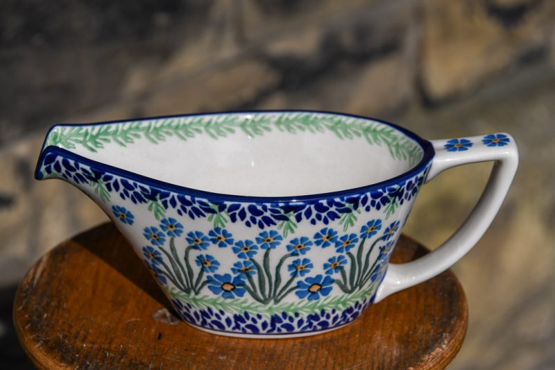 Polish Pottery Gravy Boat Forget Me Not pattern by Ceramika Artystyczna