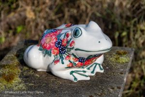 Red Flower Garden Frog from Polkadot Lane suppliers of Andy Original Polish Pottery