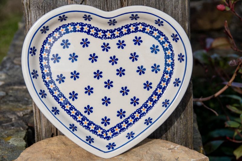 Retro Daisy Heart Plate by Ceramika Zaklady Polish Pottery