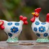 Polish Pottery Forget Me Not Salt and Pepper Hens