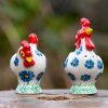 Forget Me Not Salt and Pepper Hens from Polkadot Lane Polish Pottery