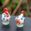 Forget Me Not Salt and Pepper Hens from Polkadot Lane Polish Pottery UK