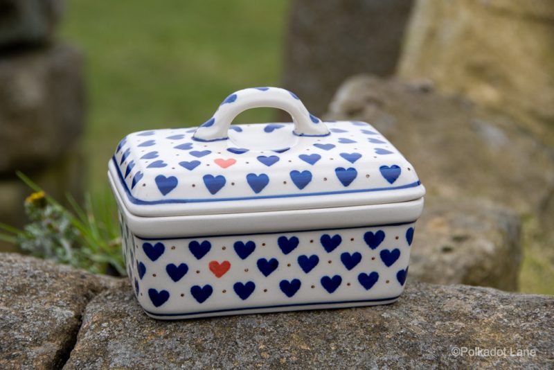 Small Hearts Butter Box by Ceramika Artystycza Polish Pottery