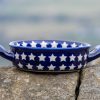 White Star Pattern Small Round Dish by Ceramika Manufaktura Polish Pottery