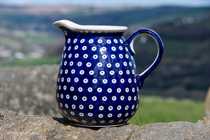Blue Spotty Large Jug by Ceramika Manufaktura Polish Pottery