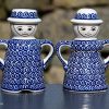 Blue Swirl Salt and Pepper Pots by Ceramika Manufaktura Polish Pottery