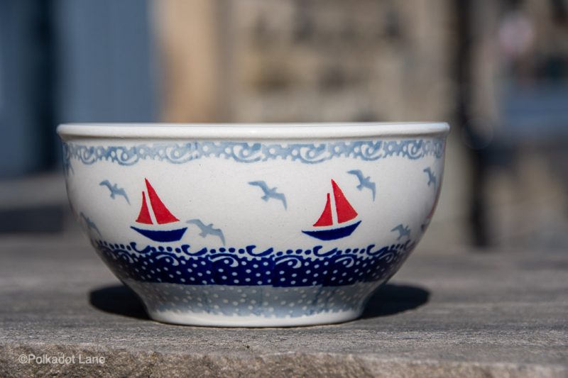 Boats Pattern Cereal Bowl by Ceramika Manufaktura Polish Pottery