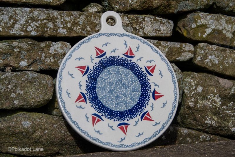 Boats Pattern Cutting Board by Ceramika Manufaktura Polish Pottery