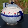 Boats Pattern Extra Large Teapot from Polkadot Lane Polish Pottery UK