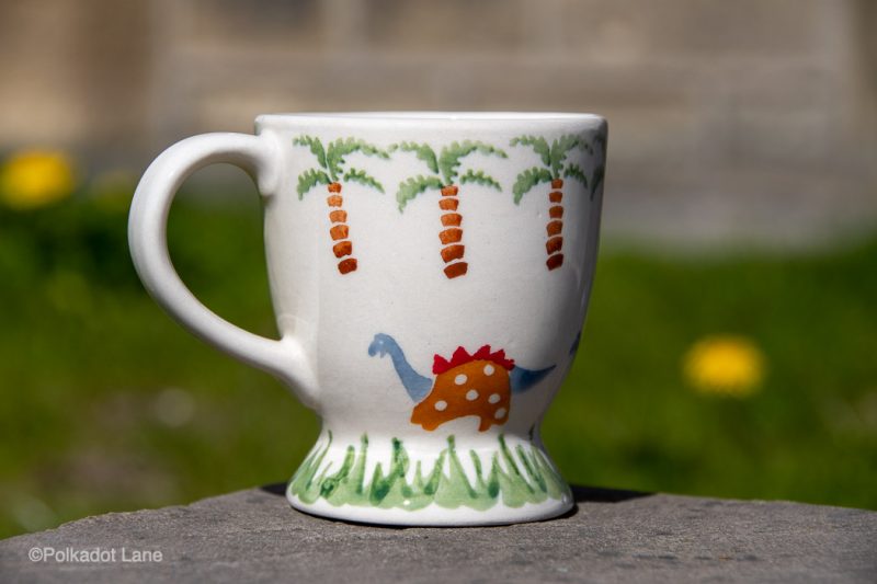 Small Mug Dinosaur Pattern by Ceramika Manufaktura Polish Pottery