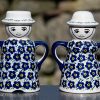 Polish Pottery Salt and Pepper Pots Ditzy Blue Flower Unikat Pattern
