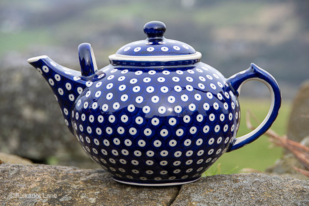 blue ceramic teapot