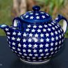 Polish Pottery White Stars Extra Large Teapot from Polkadot Lane UK