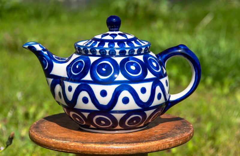 Polish Pottery Teapot Circle and Swirl pattern