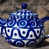 Polish Pottery Teapot for Two Circle and Swirl Pattern