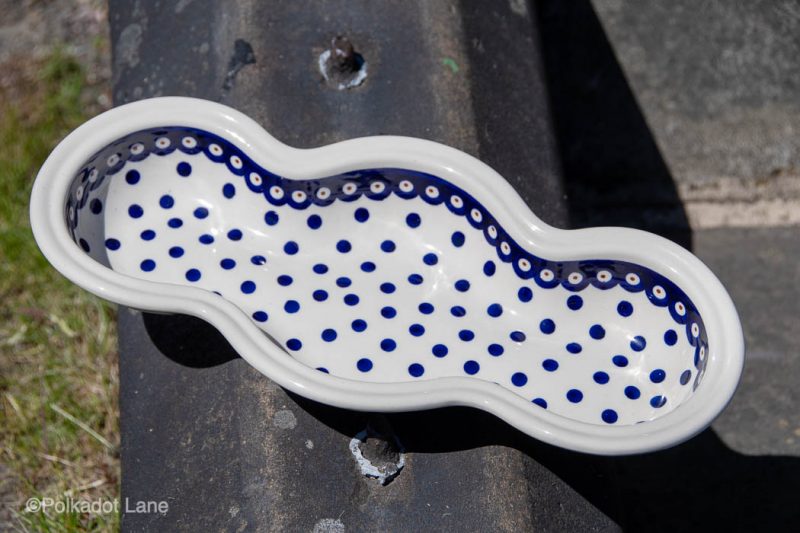 Light Spotty Three Section Wavy Shaped Dish from Polkadot Lane Polish Pottery UK