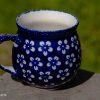 White Flower on Blue Medium size mug from Polkadot Lane UK