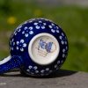 Polish Pottery White Flower on Blue Mug by Ceramika Manufaktura