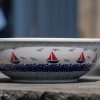 Boats pattern Salad Bowl by Ceramika Manufaktura Polish Pottery