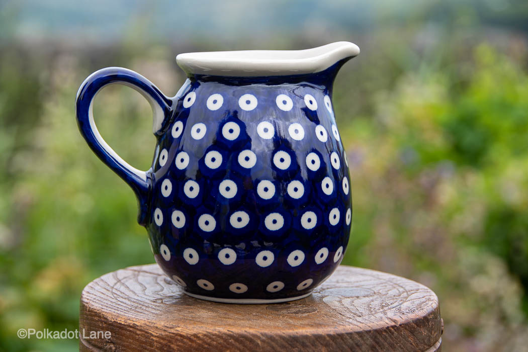 Blue Spotty Small Jug from Polkadot Lane UK stockists of Polish Pottery