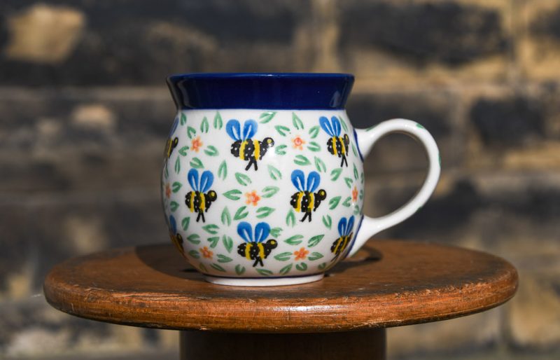 Polish Pottery Bee Pattern Small Mug by Ceramika Artystyczna