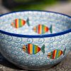 Fish in the Sea Polish Pottery Cereal bowl from Polkadot Lane UK