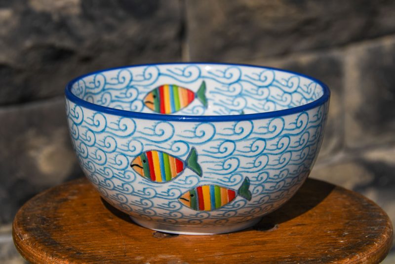 Polish Pottery Fish in the Sea Cereal Bowl by Ceramika Artystyczna.