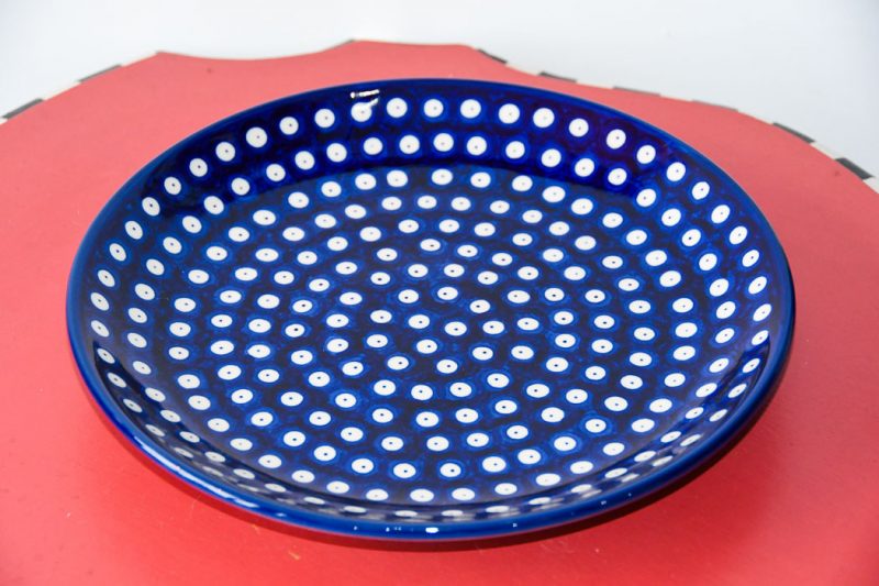 Polkadot Blue Polish Pottery Dinner Plate by Ceramika Artystyczna