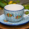 Polish pottery Cup and Saucer Fish in the Sea Pattern by Ceramika Artystyczna.