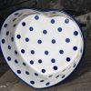 Blue Spots on White Heart Dish by Ceramika Artystyczna Polish Pottery