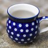 Polish Pottery Mug in Blue Spotty Pattern by Ceramika Artystyczna