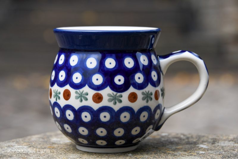 Polish Pottery Mug Fern Spotty Pattern Ceramika Artystyczna from Polkadot Lane UK