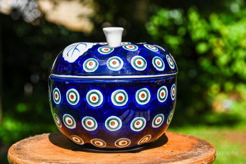 Polish pottery Peacock Leaf Apple Baker by Ceramika Artystyczna Polish Pottery