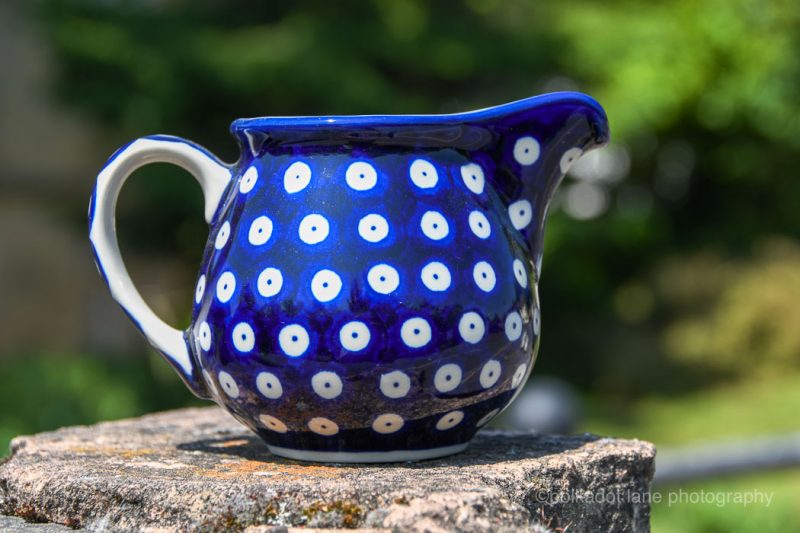 Polish Pottery Polkadot Blue Milk Jug by Ceramika Artystyczna